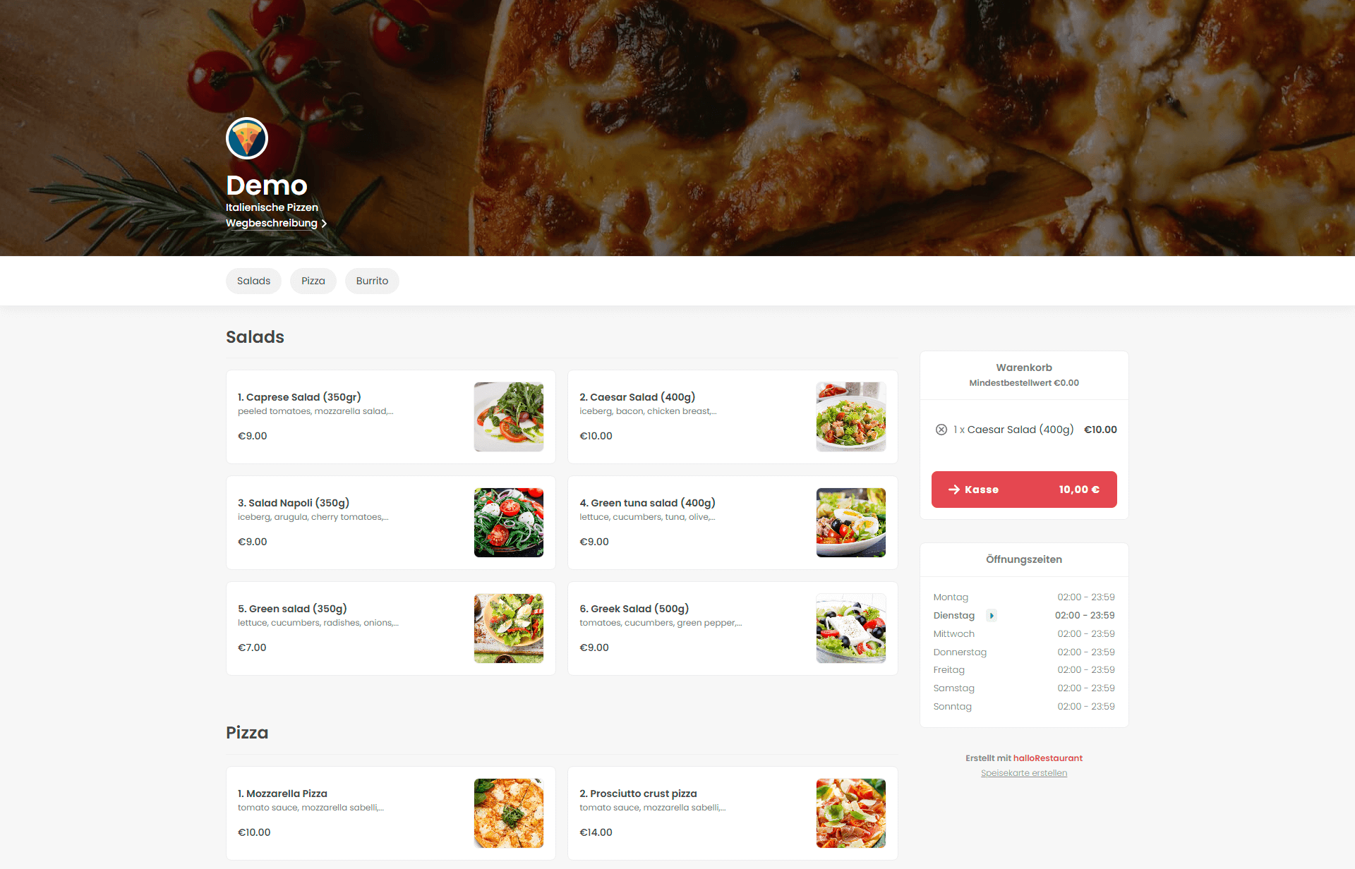 Vorschau Online Speisekarte von halloRestaurant